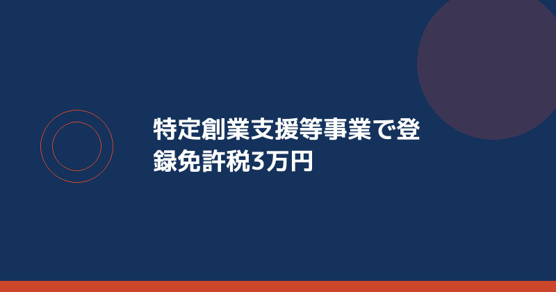 特定創業支援等事業で合同会社の登録免許税が3万円になることを示すイラスト
