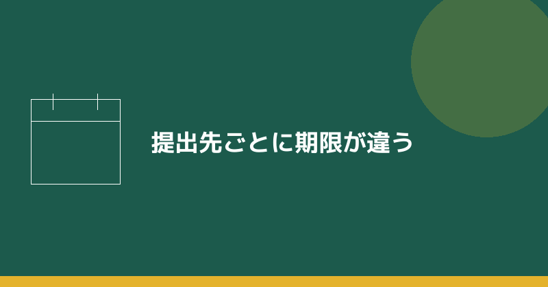 提出先ごとに期限が違うことを示すイラスト