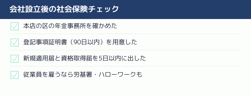 会社設立後の社会保険のチェックリスト