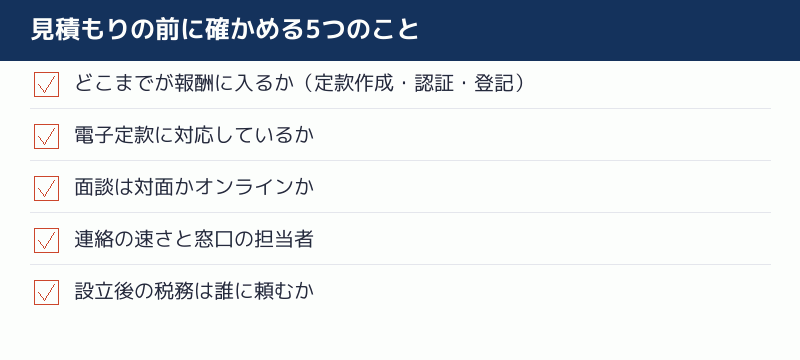 見積もりの前に確かめる5つのことのチェックリスト