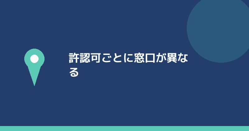 許認可ごとに窓口が異なることを示すイラスト