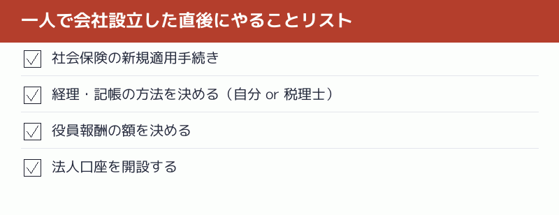一人で会社設立した直後にやることリスト