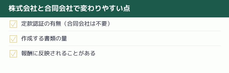 株式会社と合同会社で変わりやすい点のチェックリスト