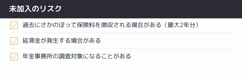 未加入のリスクを示すチェックリスト