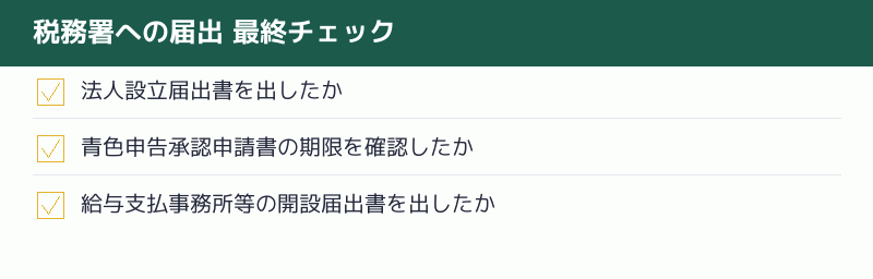 税務署への届出 最終チェックリスト