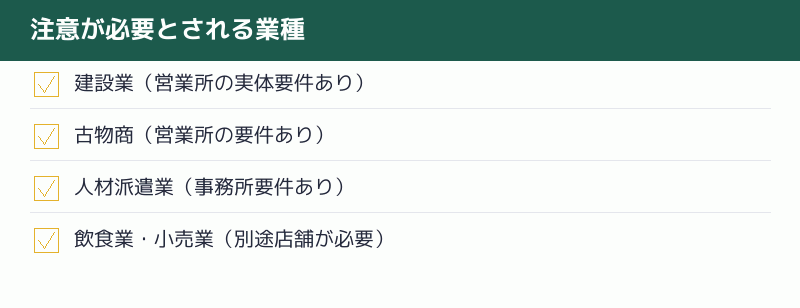 注意が必要とされる業種のチェックリスト