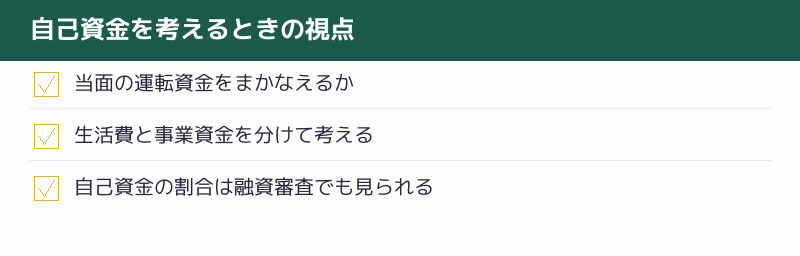 自己資金を考えるときの視点のチェックリスト