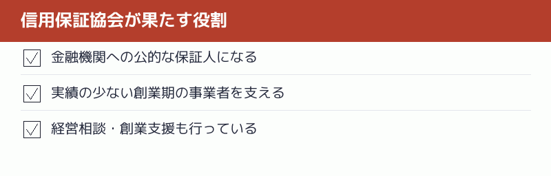 信用保証協会が果たす役割のチェックリスト