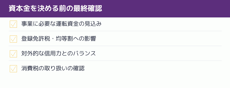 資本金を決める前の最終確認のチェックリスト